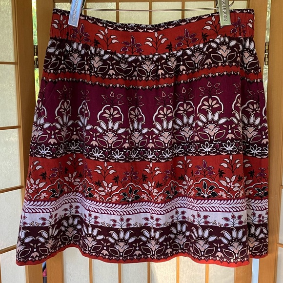 Ann Taylor Loft Linen Blend Batik Floral Print Mini Skirt.SZ M - Picture 2 of 10